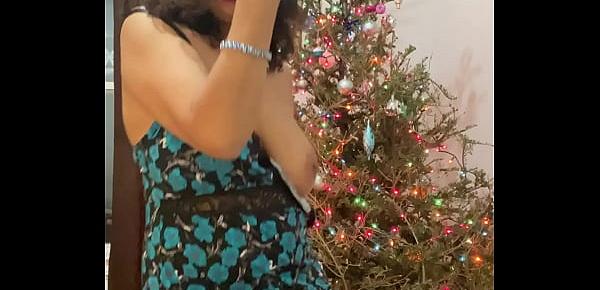  Anna maria Mature Latina dancing and teasing by the Christmas tree